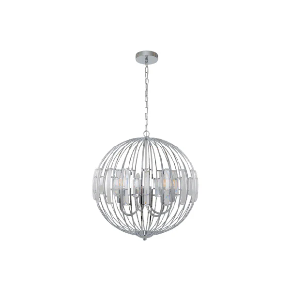 Noemi Polished Chrome & Crystal Ceiling Pendant - Image 5
