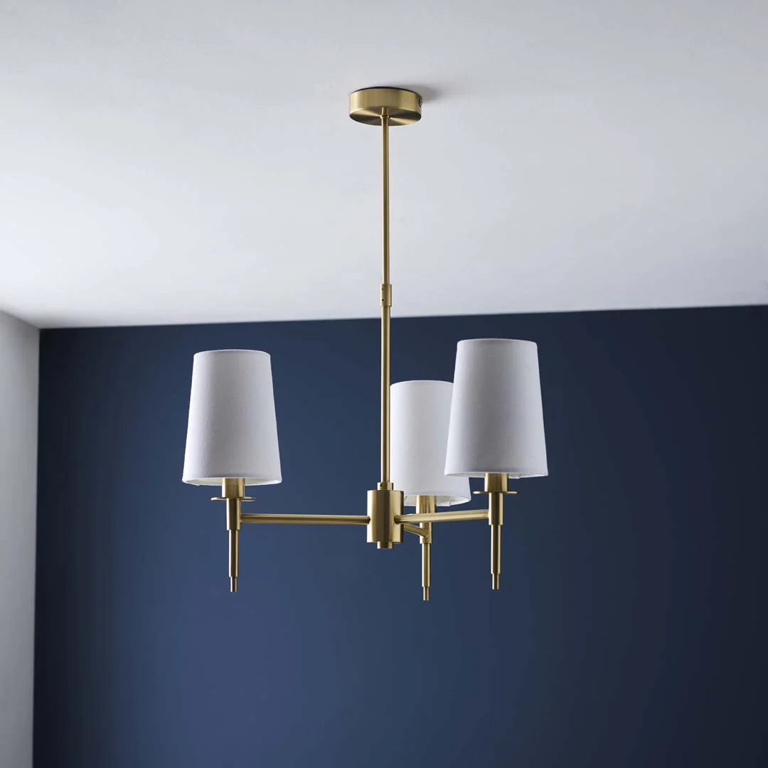 Obasi 3-Light Satin Brass Shaded Chandelier Ceiling Light - Image 3