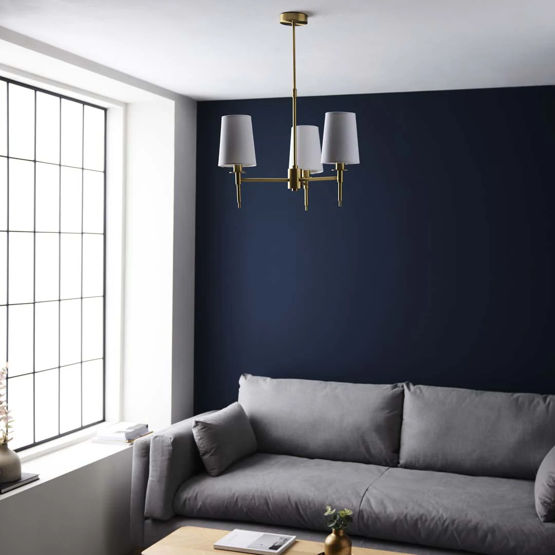 Obasi 3-Light Satin Brass Shaded Chandelier Ceiling Light - Image 4