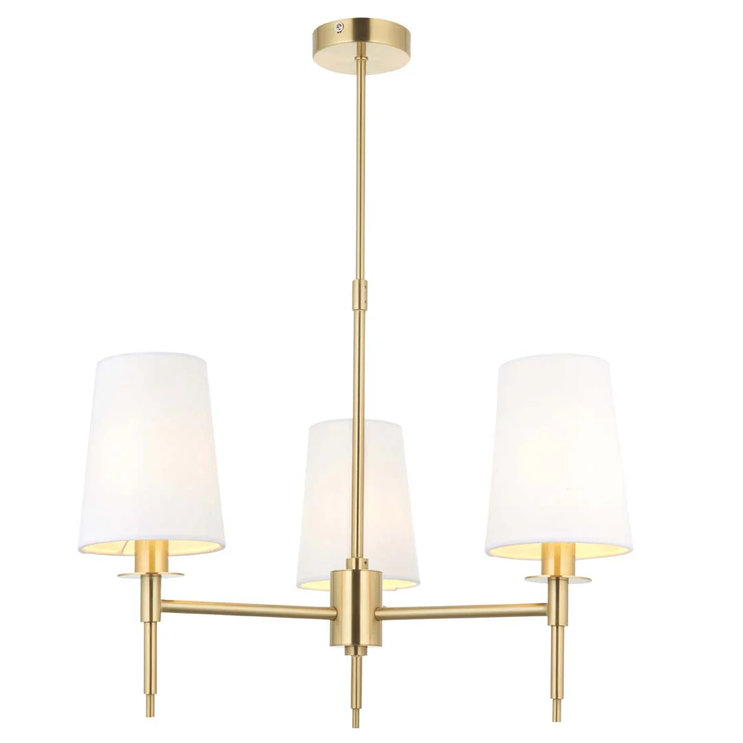 Obasi 3-Light Satin Brass Shaded Chandelier Ceiling Light - Image 5