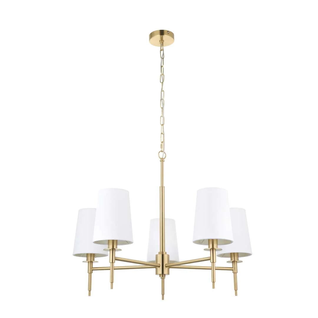 Obasi 5-Light Satin Brass Shaded Chandelier - Image 11