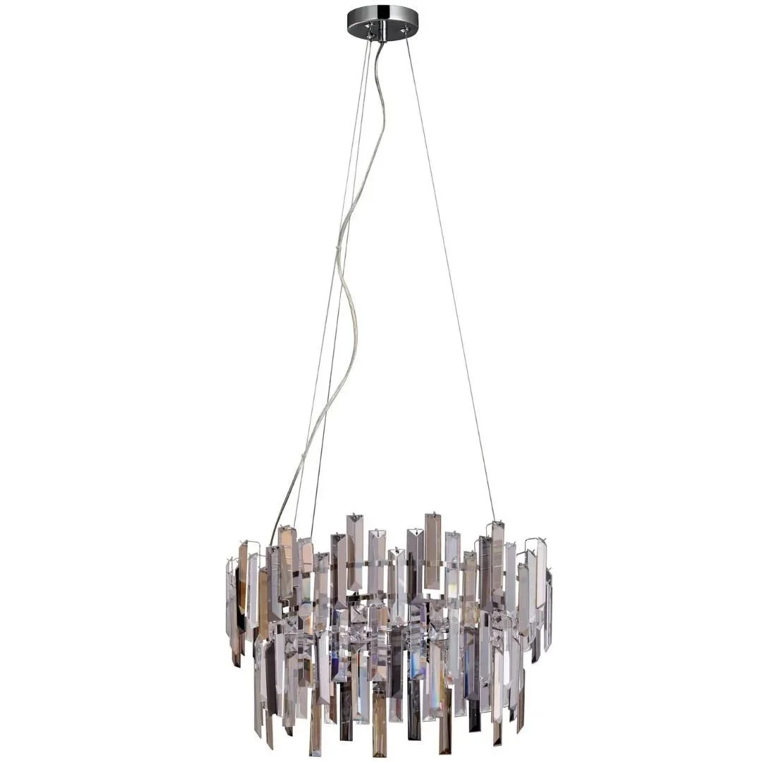 Onega 3 Light Chrome & Champagne Glass Pendant Ceiling Light - Image 4