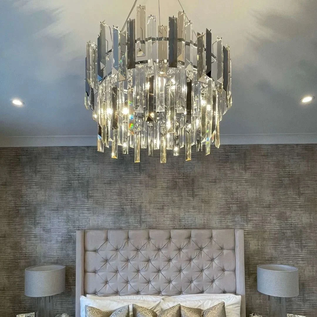 Onega 3 Light Chrome & Champagne Glass Pendant Ceiling Light - Image 5