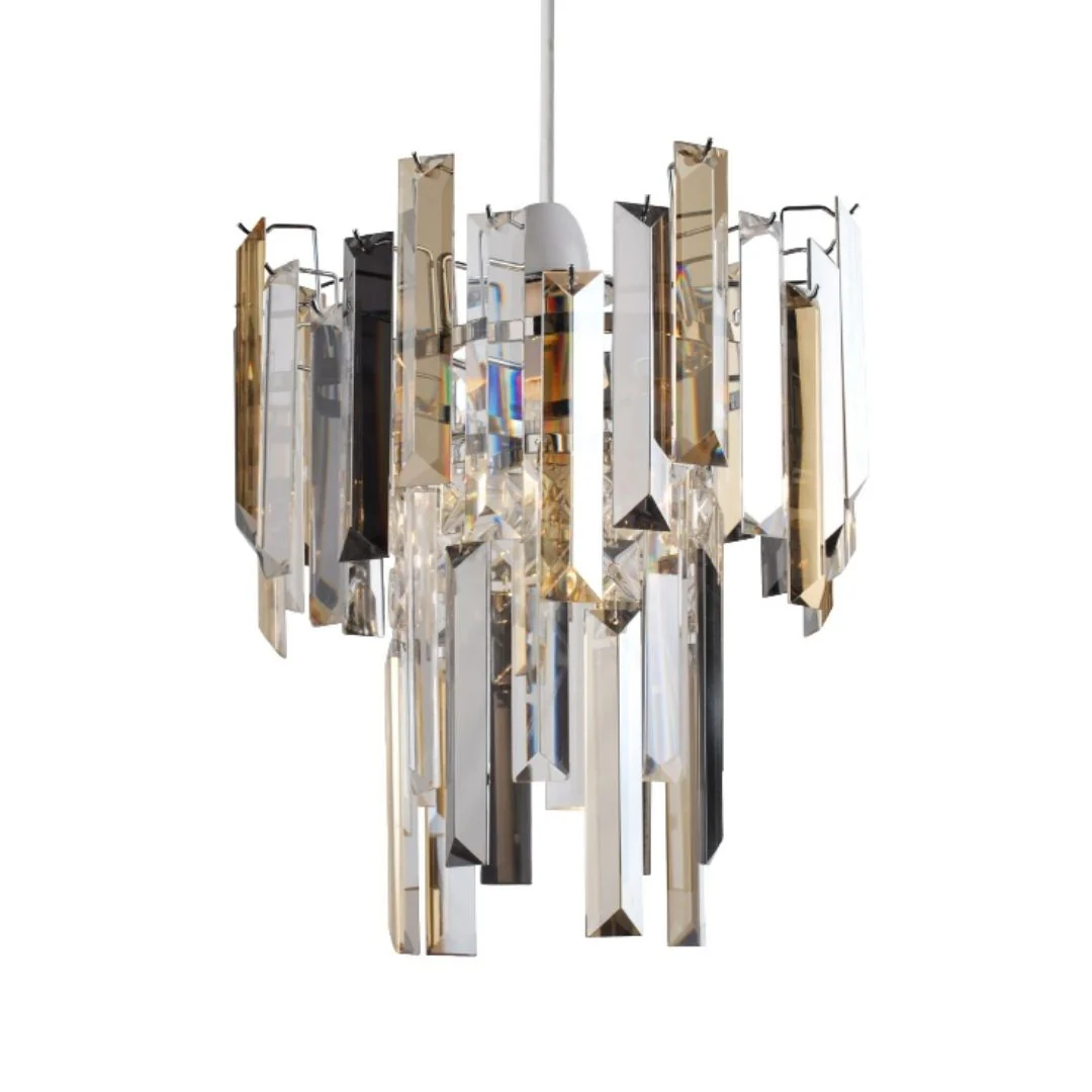 Onega Champagne and Smoked Glass Easy Fit Pendant Shade - Image 3