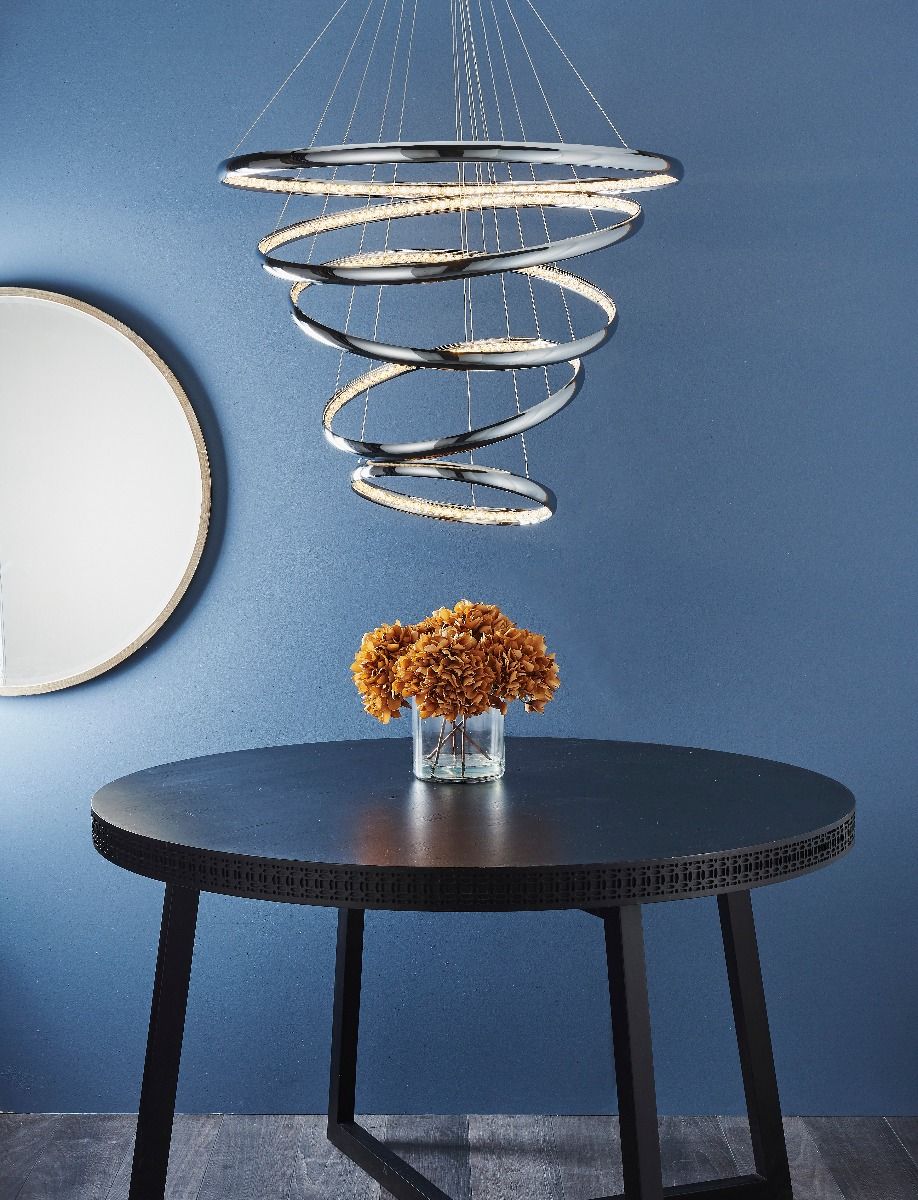 Ozias LED Polished Chrome Crystal Ceiling Pendant - Image 5