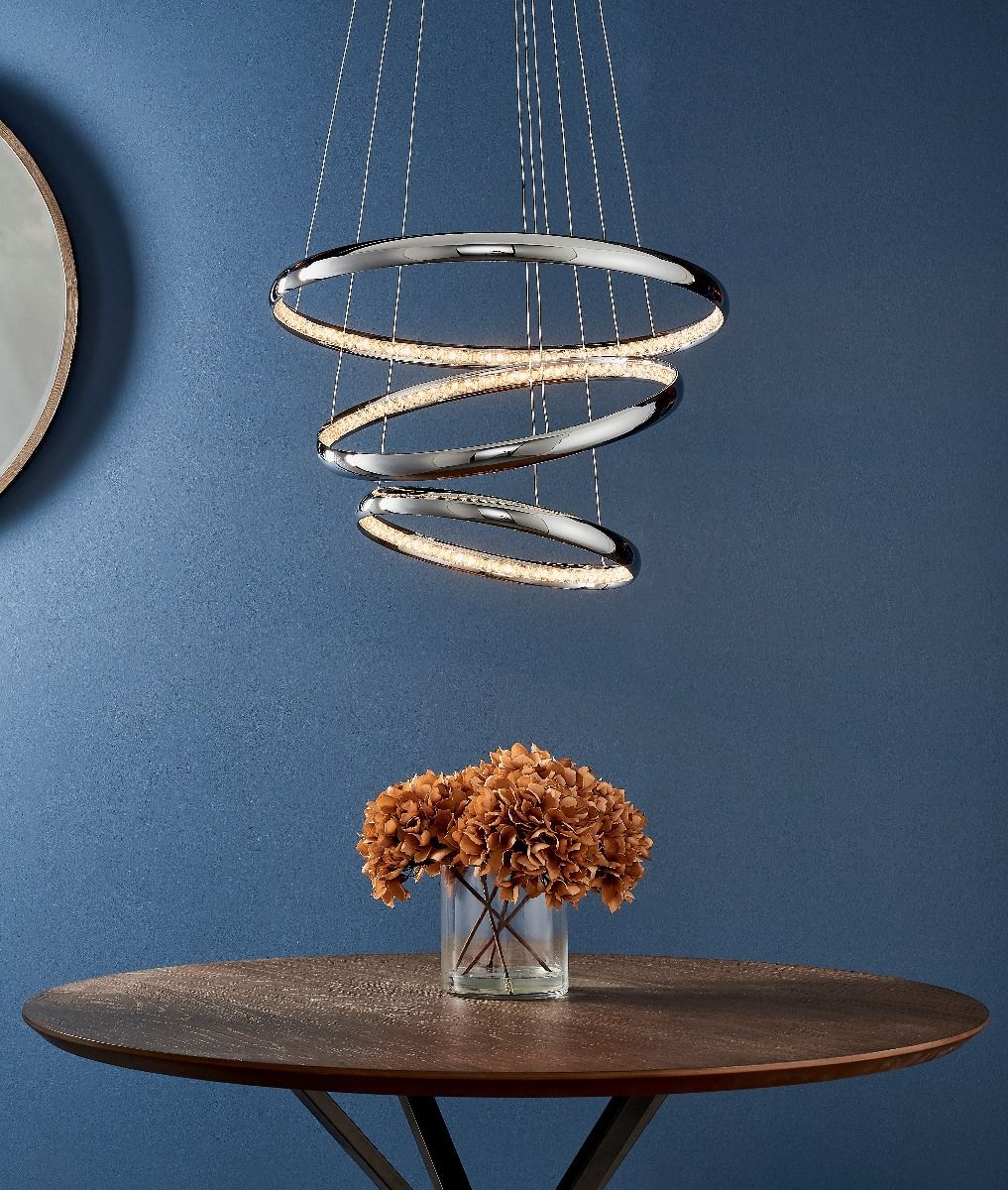 Ozias Small LED Polished Chrome Crystal Ceiling Pendant - Image 3