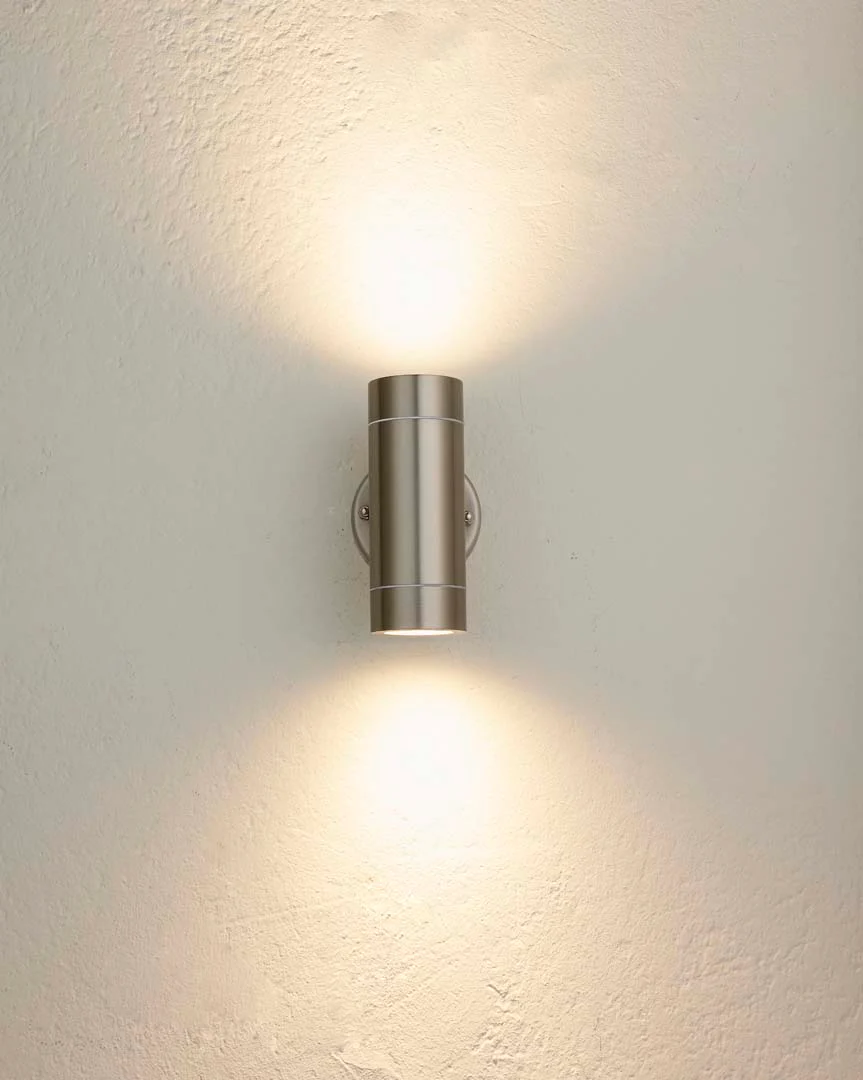 Palin Outdoor 2 Light Wall Light Brushed Steel - Image 14