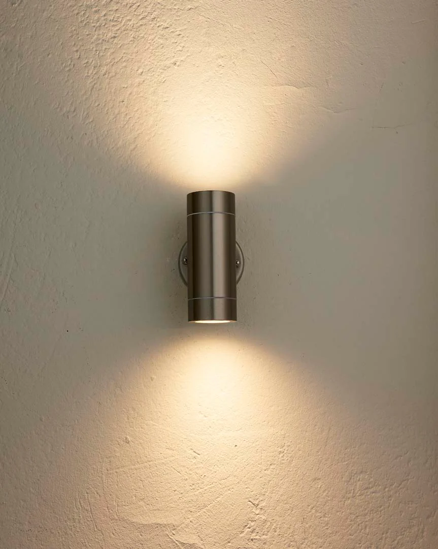 Palin Outdoor 2 Light Wall Light Brushed Steel - Image 15