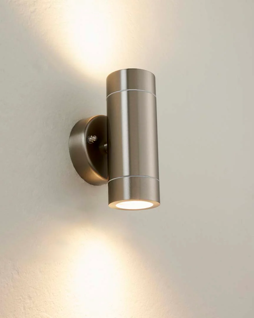 Palin Outdoor 2 Light Wall Light Brushed Steel - Image 16
