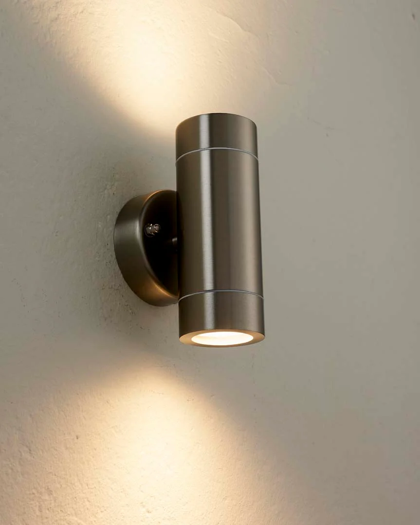 Palin Outdoor 2 Light Wall Light Brushed Steel - Image 17