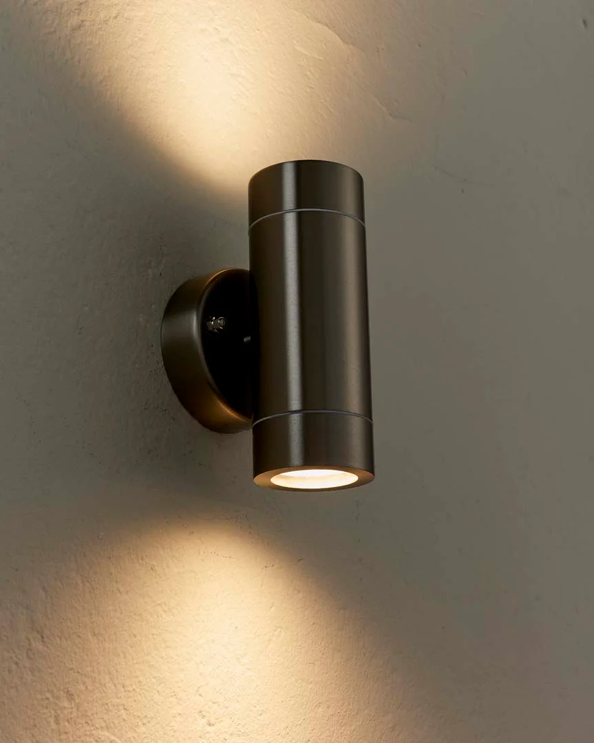 Palin Outdoor 2 Light Wall Light Brushed Steel - Image 18