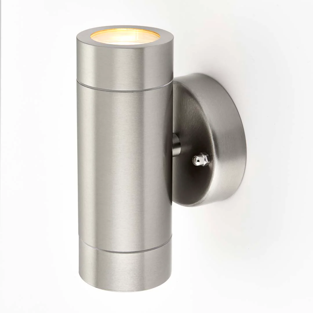 Palin Outdoor 2 Light Wall Light Brushed Steel - Image 6