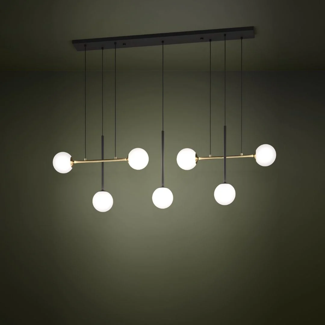 Paz Black and Gold Pendant Bar with Opal Glass - Image 3