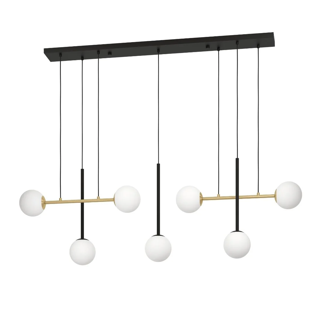 Paz Black and Gold Pendant Bar with Opal Glass - Image 4