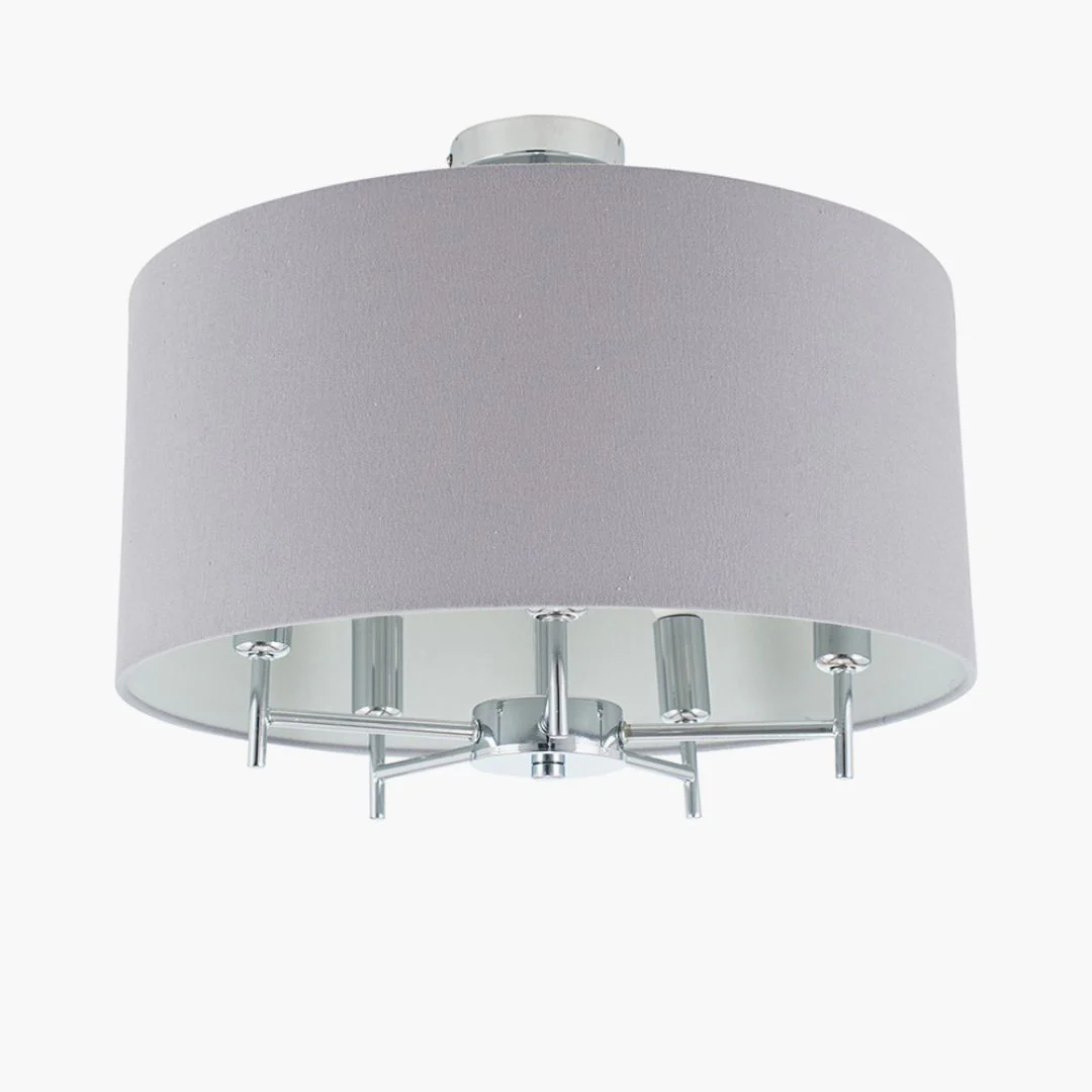 Plaza Drum 5 Light Semi Flush Ceiling Light - Image 3