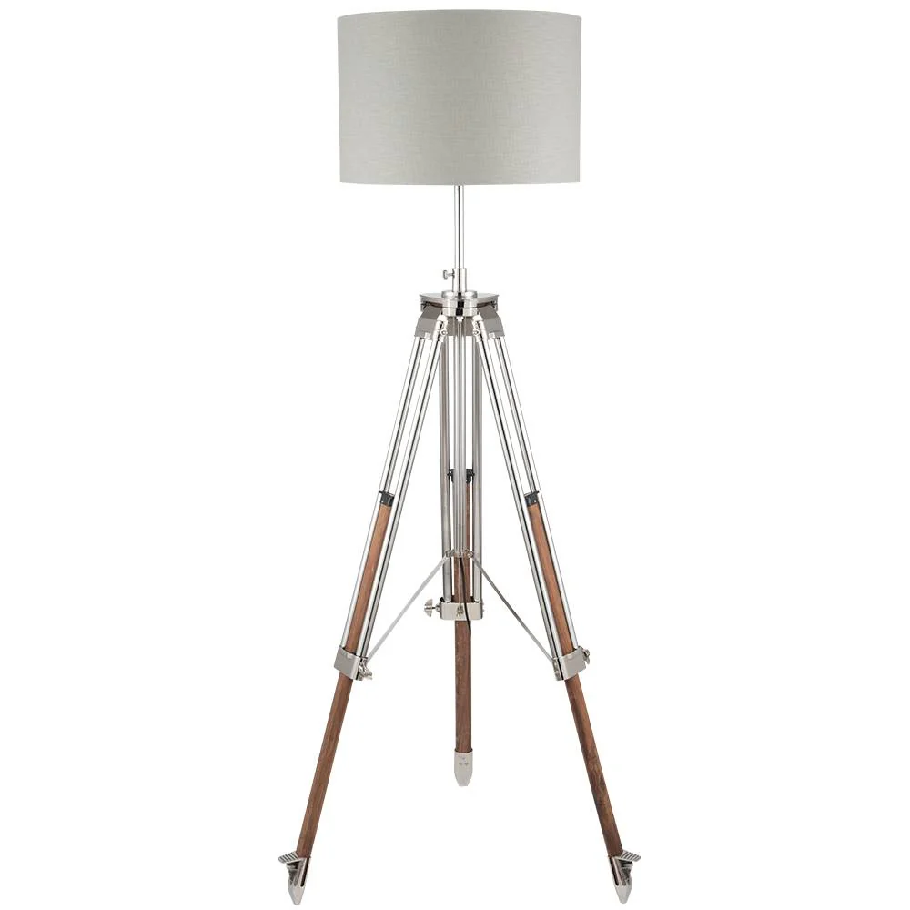 Port 202cm Tripod Floor Lamp Wood Satin Nickel - Image 4