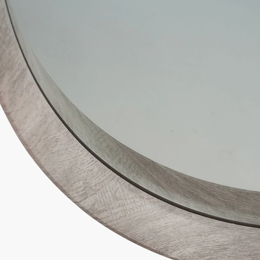 Round 74cm Grey Oak Mirror - Image 3