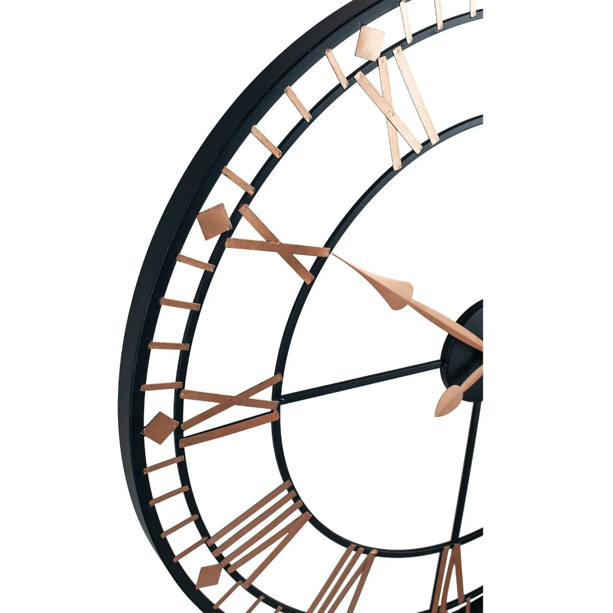 Round Black & Rose Gold Metal Wall Clock - Image 3