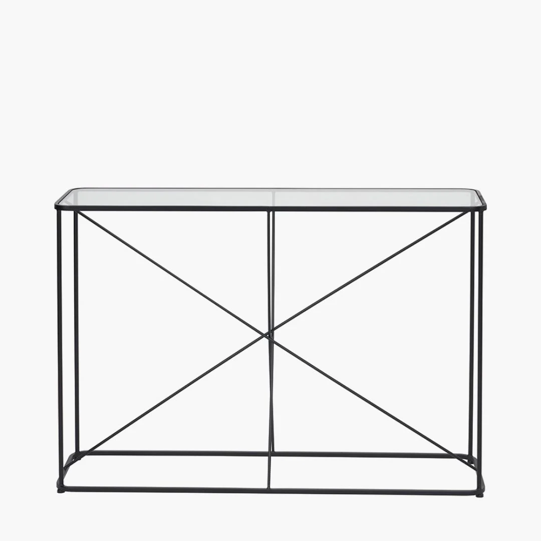 Roxy Glass & Black Metal Console Table - Image 3