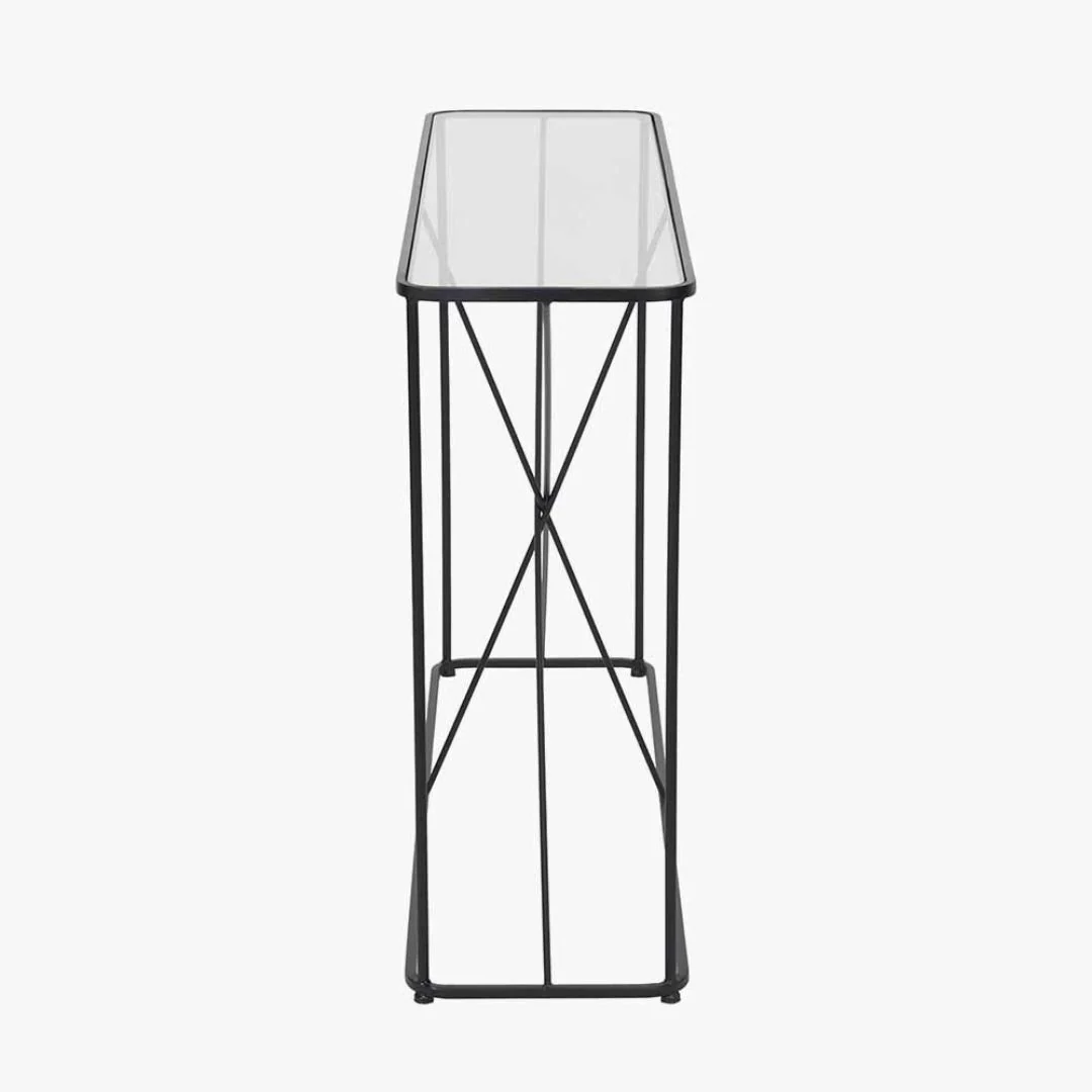 Roxy Glass & Black Metal Console Table - Image 4