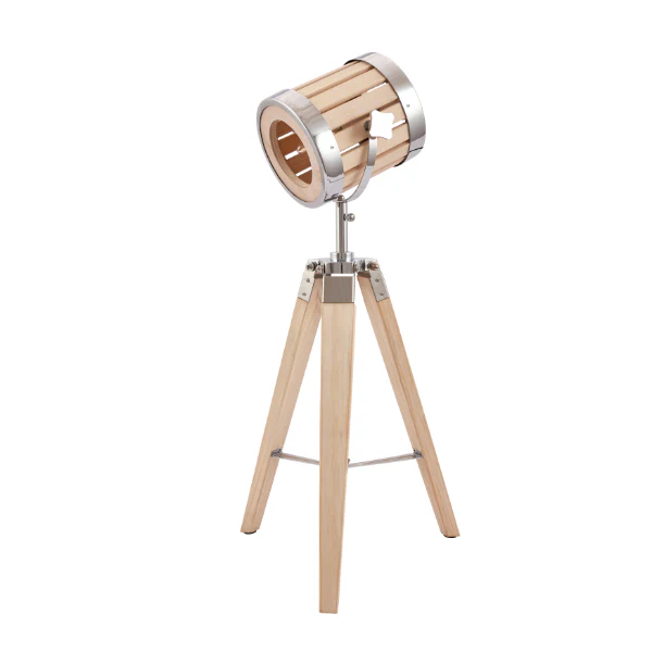 Staithes Natural Wood Tripod Desk Table Lamp - Image 3