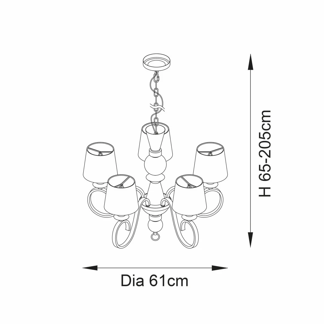 Suzette 5 Light Shaded Chandelier Ceiling Light - Image 10