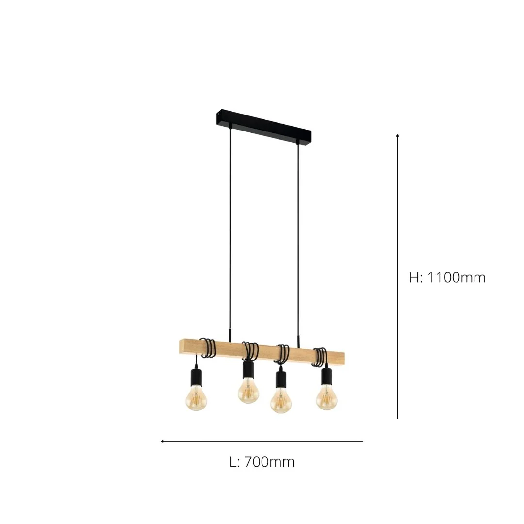 Townshend 4 Light Wooden Ceiling Light - Image 4