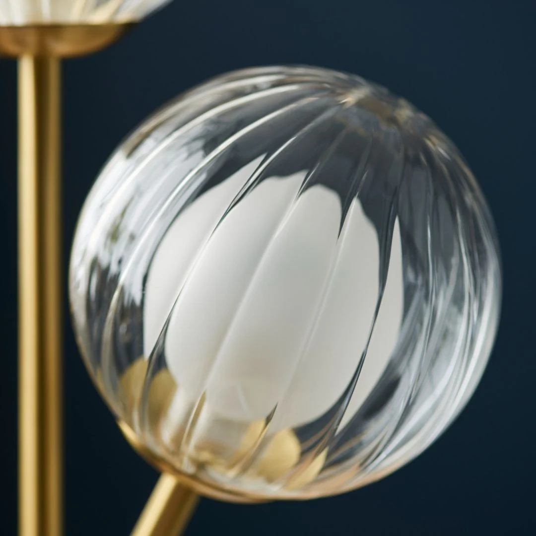 Udo 2 Light Satin Brass Table Lamp with Glass Shades - Image 7