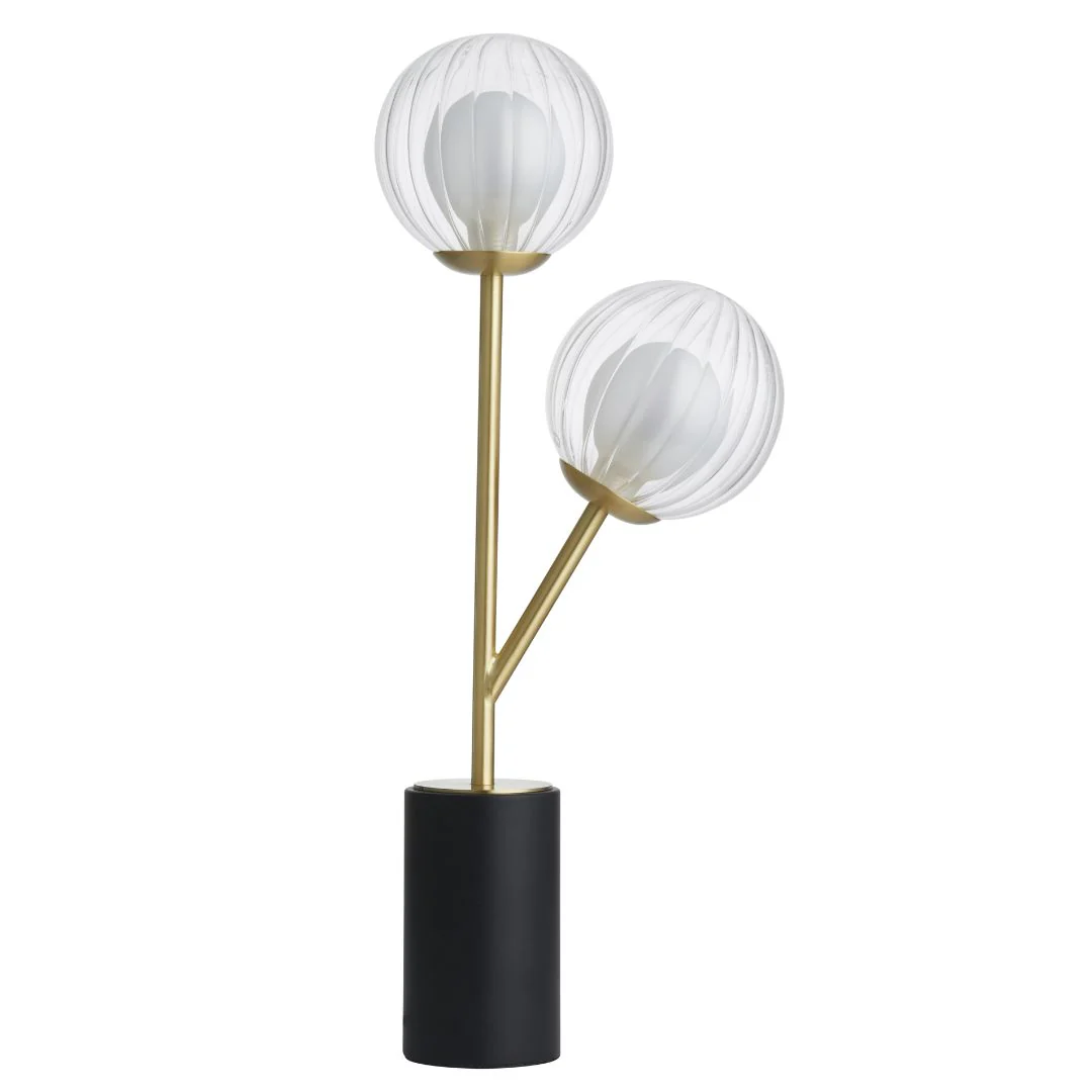 Udo 2 Light Satin Brass Table Lamp with Glass Shades - Image 9